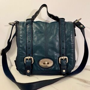 Fossil Maddox Women's Dark Teal Leather Crossbody Bag